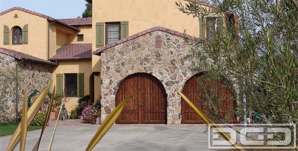 tuscan wood garage door with vertical panels