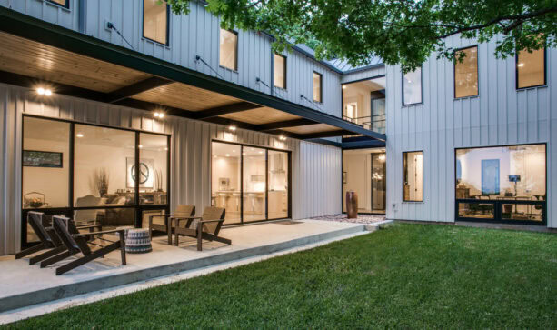 small and narrow back porch with an awning