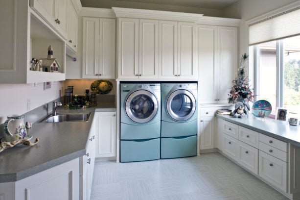 luxury vinyl tile for laundry room floor to give extra protective layer to the surface