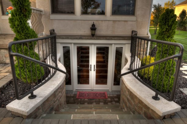 white french walkout basement door option for a grand entrance