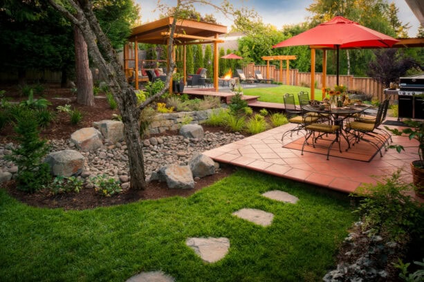 square-shaped gazebo on an elevated deck