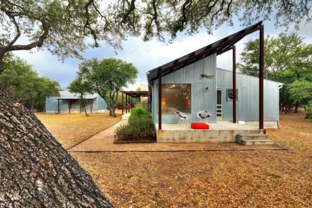 vertical corrugated galvanized metal siding to create an industrial look