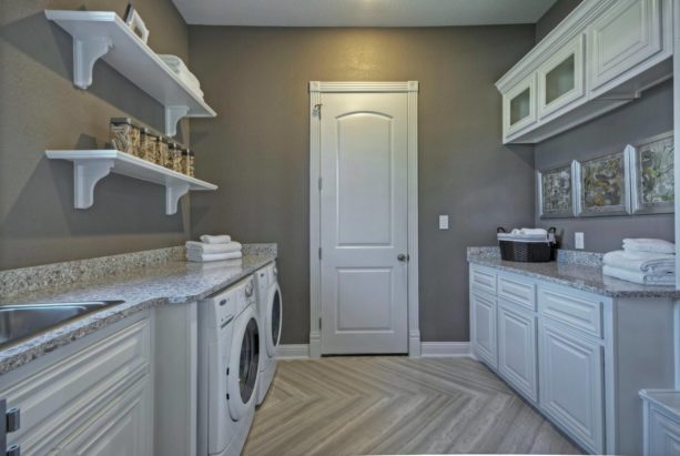 porcelain tile in a contemporary laundry room for a more sturdy flooring