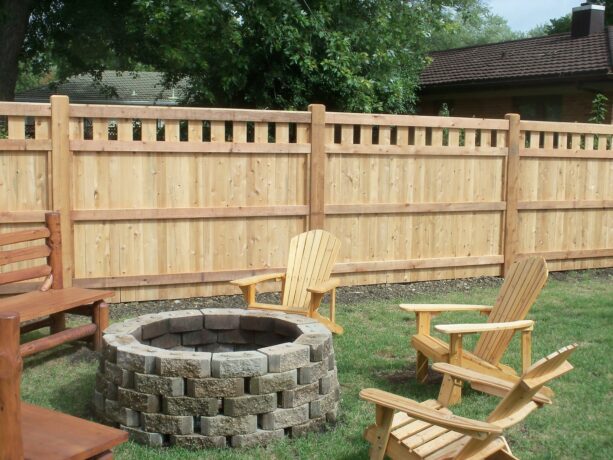 light tone craftsman-style fence as a border