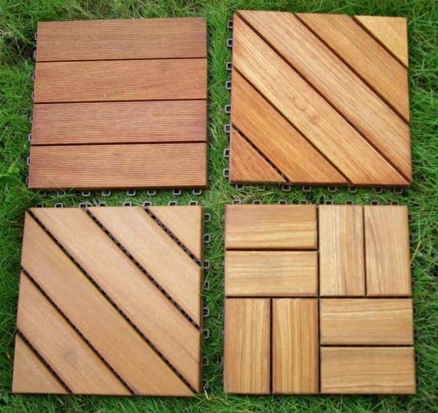 different style of wooden interlocking tiles for patio