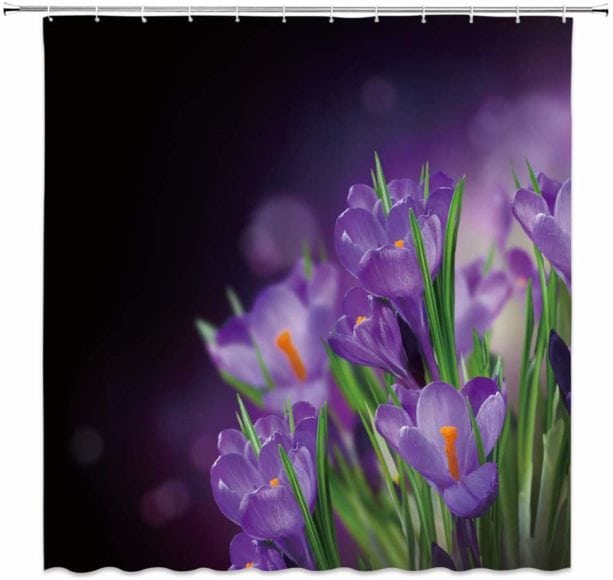 AMNYSF purple flower shower curtain