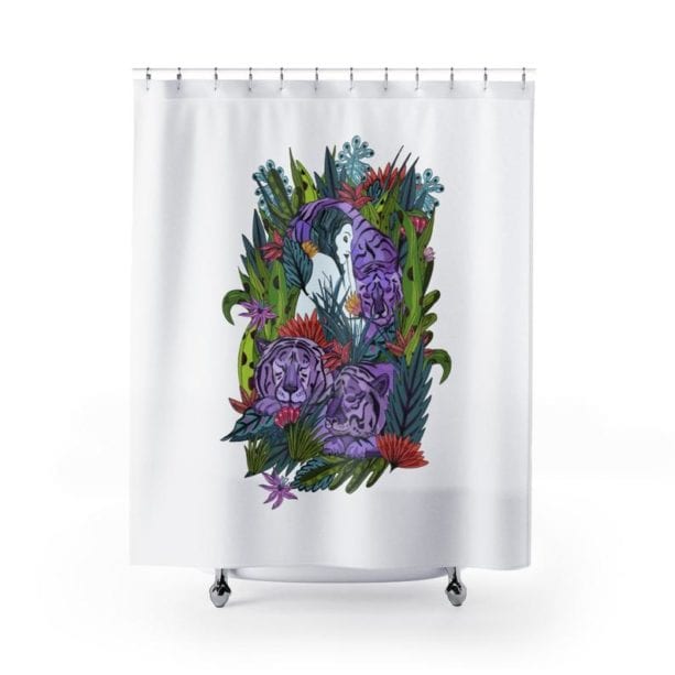 RedBlanka sleeping with tigers shower curtain