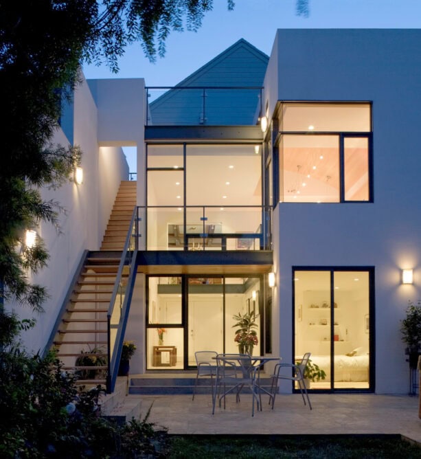 small and simple patio in a contemporary townhouse