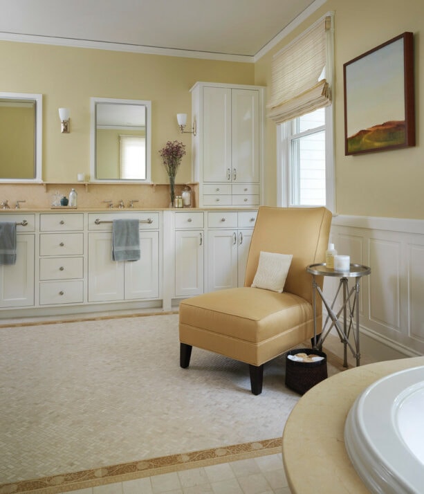 yellow paint color, valspar - sunwash go with beige tile