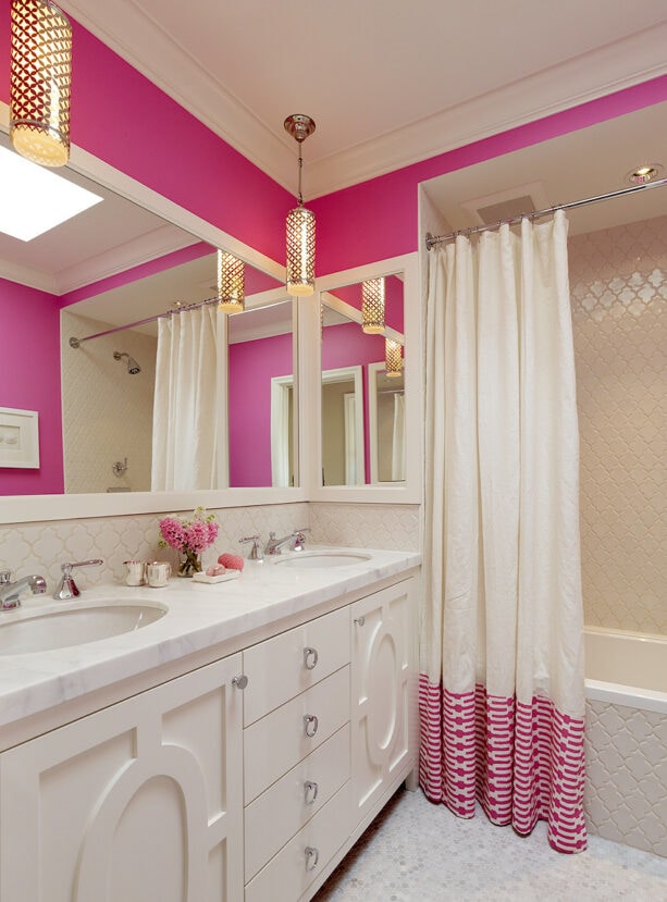 benjamin moore - raspberry mousse go with beige tile