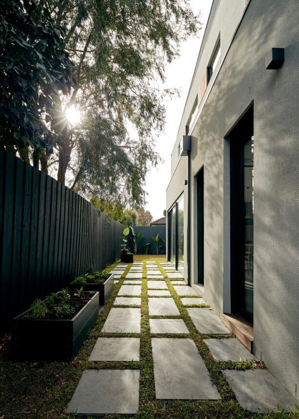 creating an interesting path in the side yard landscaping