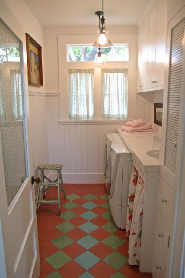 concrete tile laundry room floor for an easy maintenance