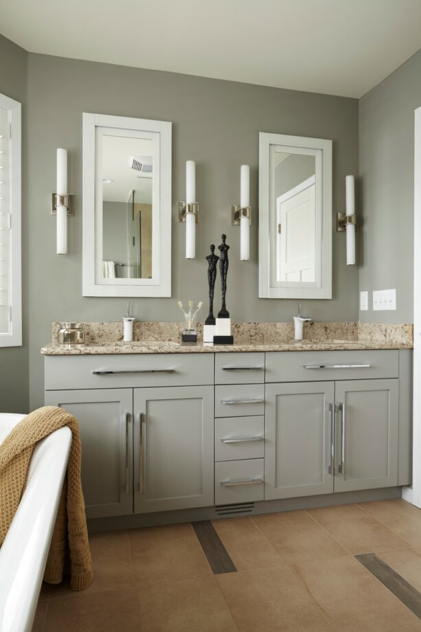 benjamin moore - sabre gray go with beige tile