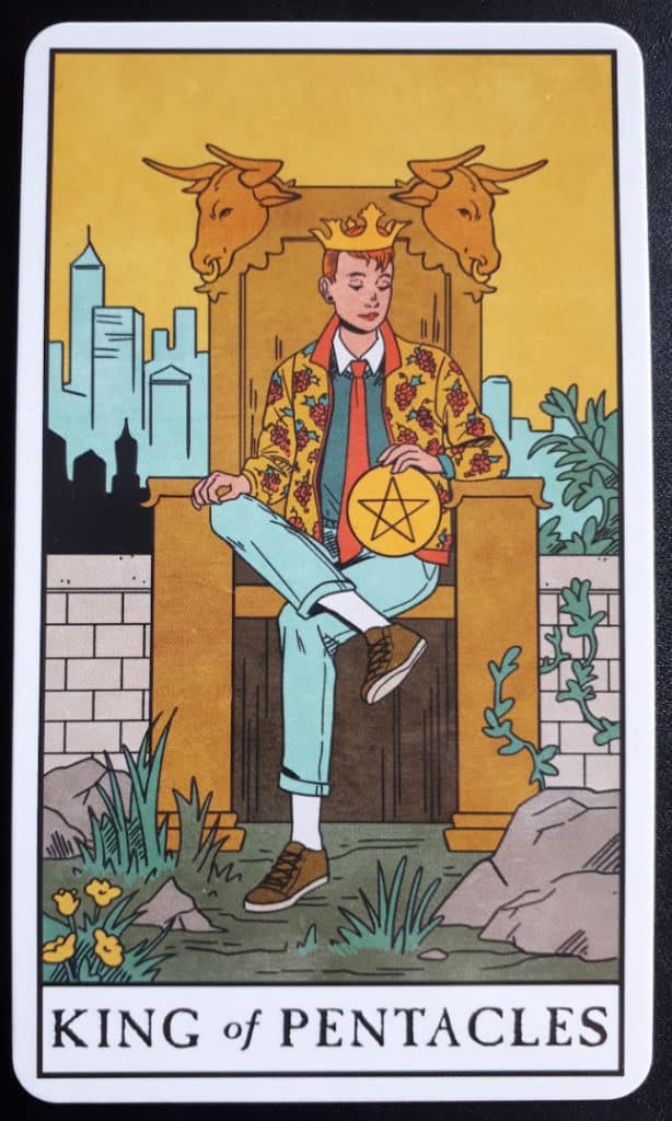 La carte de tarot King of Pentacles du jeu de tarot Modern Witch