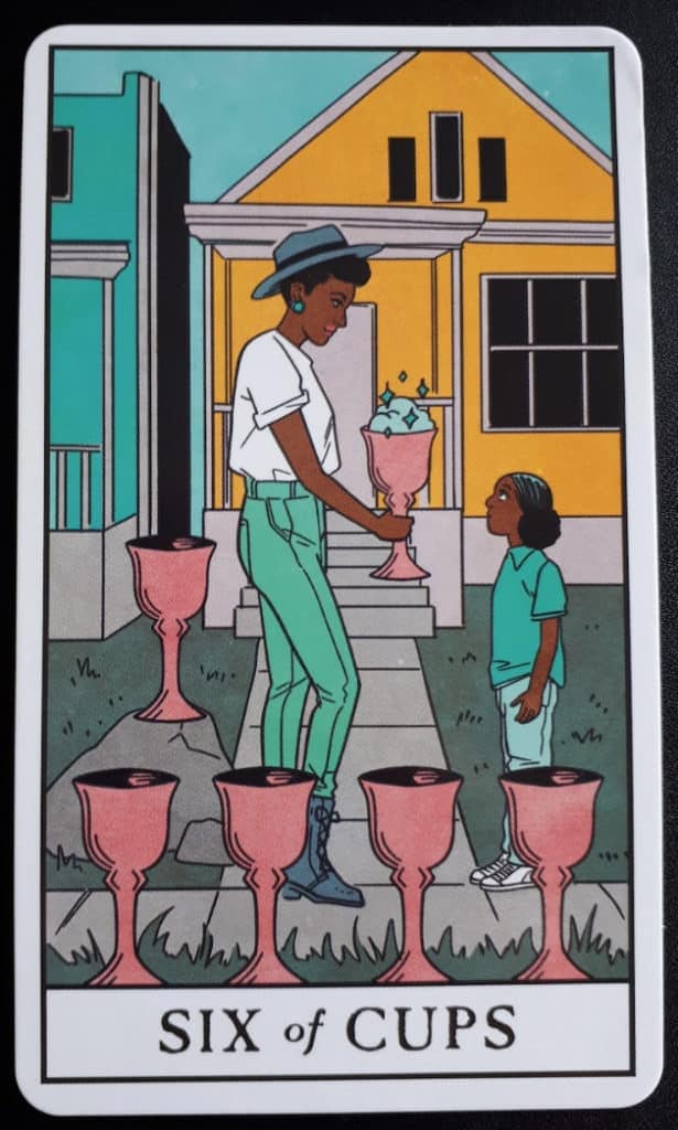 La carte de tarot 6 of Cups du Modern Witch Tarot Deck