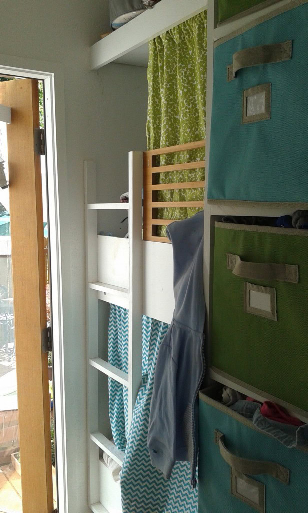the curtain is great for hiding kid messes... :)