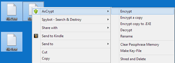 Launch Axcrypt by 'Right-clicking' the file to Encrypt
