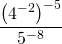 \[\frac{\left (4^{-2}  \right )^{-5}}{5^{-8}}\]