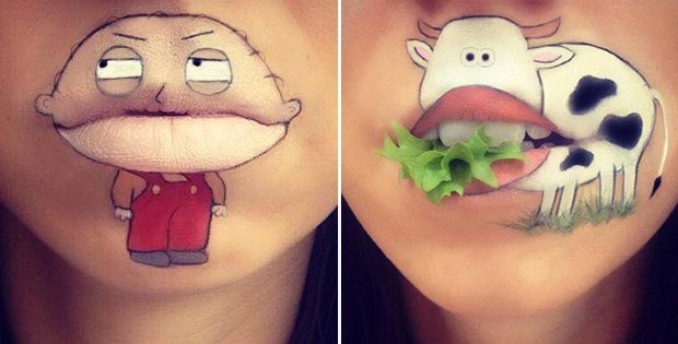 tommy lips makeup and cow lips makeup