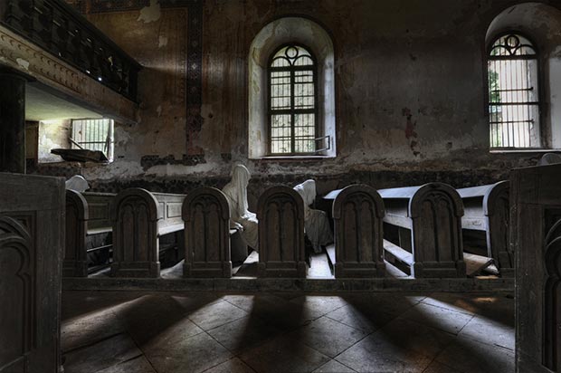 Mysterious abandoned ghost church in the Czech village of Lukova