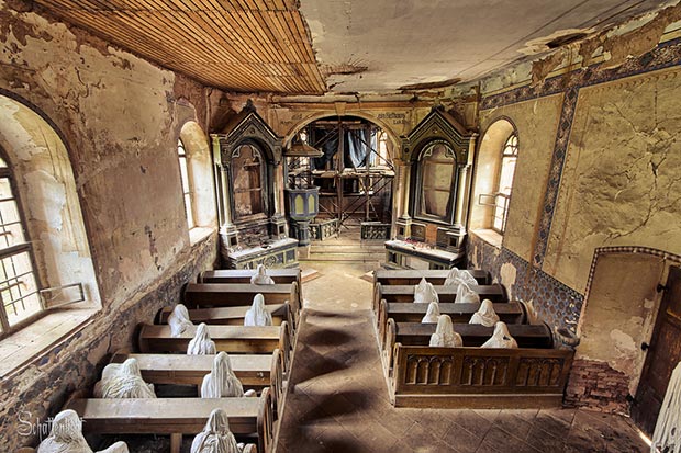 Mysterious abandoned ghost church in the Czech village of Lukova