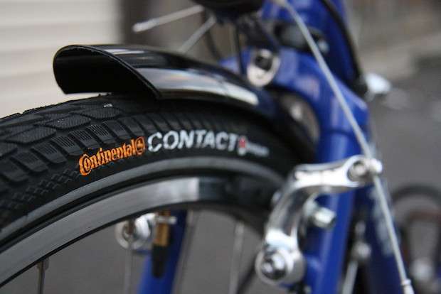 Closeup of a hybrid bike tire