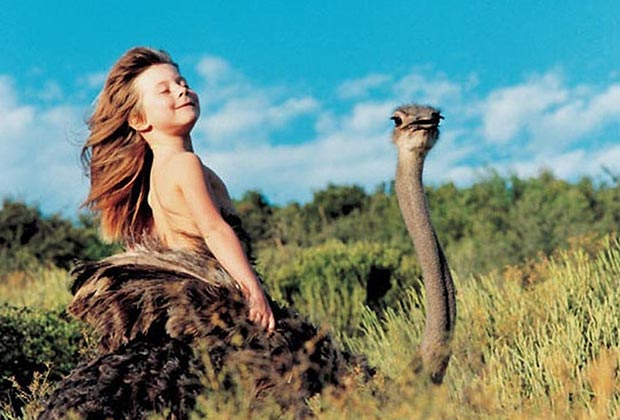 Tippi Degré and an ostrich