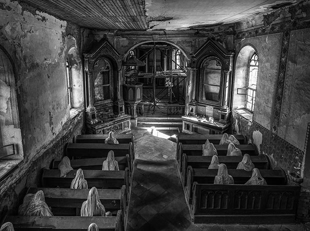 Mysterious abandoned ghost church in the Czech village of Lukova