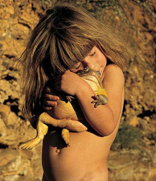 Tippi hugging a frog