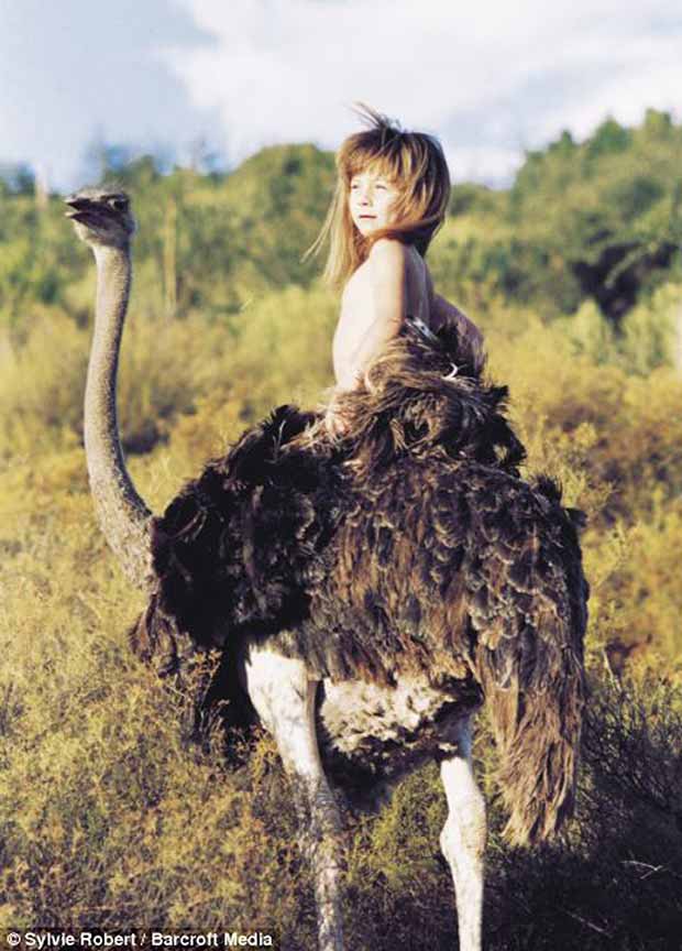 Tippi Degré and an ostrich