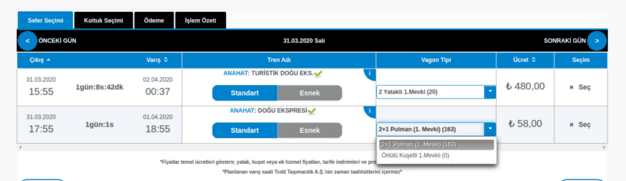 Doğu ekspresi bileti