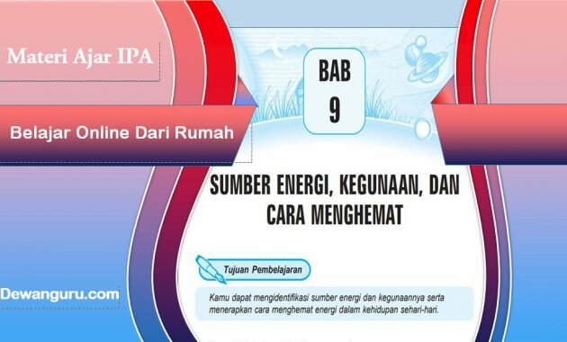 sumber energi kegunaan dan cara menghemat, bab 9