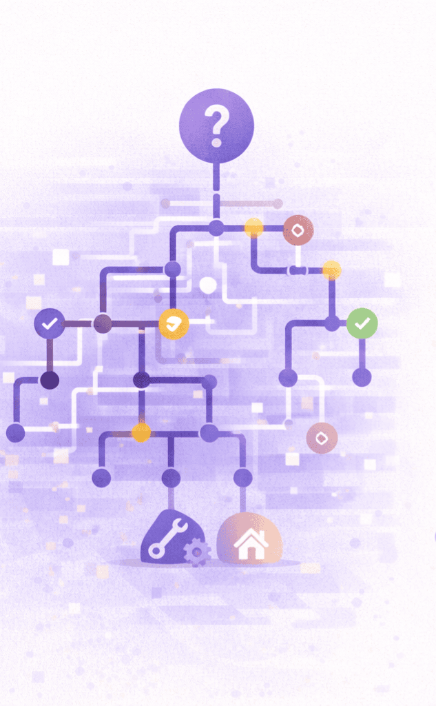 Illustration d’une arborescence algorithmique qui ne capte pas le sens, les motivations et le contexte d’un candidat