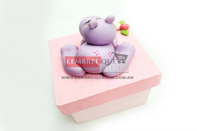 caixinha  de madeira  hipopótamo