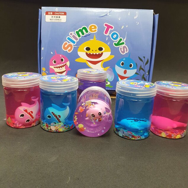 Slime Toys Surpresa baby shark  Colorida (dentro  do slime tem tubarao)
