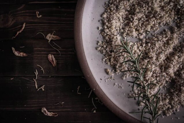 fresh rosemary salt with garlic and lemon zest
