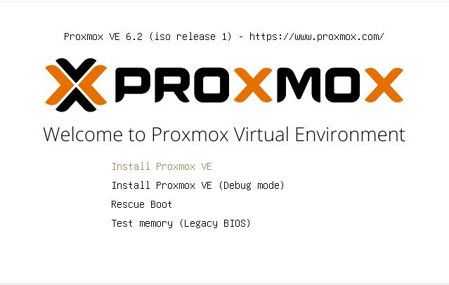 Proxmox iso launch screen