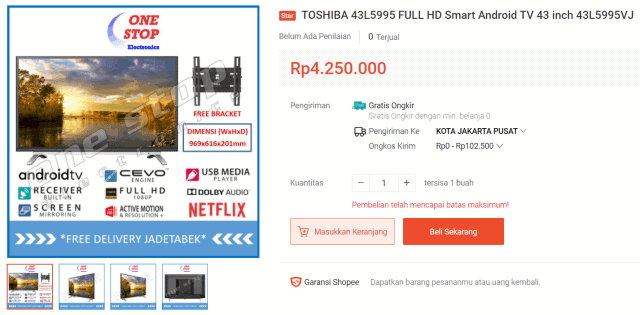 Toshiba Android TV 43L5995VJ 43″