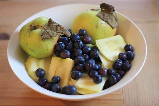 Blueberry Apple Crumble Recipe fruit prep