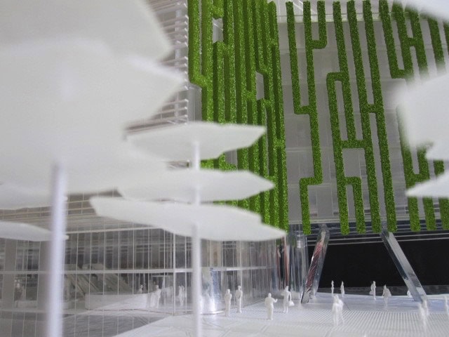 Maquette de concours architecture transparent de la cité administrative de Bordeaux par Jacques ferrier au 1/200ème