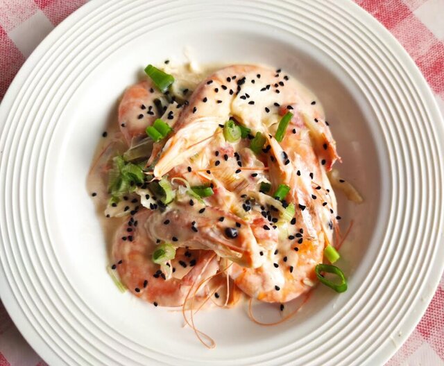 photos de Crevettes aux oignons nouveaux
