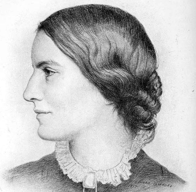 Octavia Hill. From a Drawing by Edward Clifford, 1877. This work is in the public domain in the United States because it was published (or registered with the U.S. Copyright Office) before January 1, 1923.