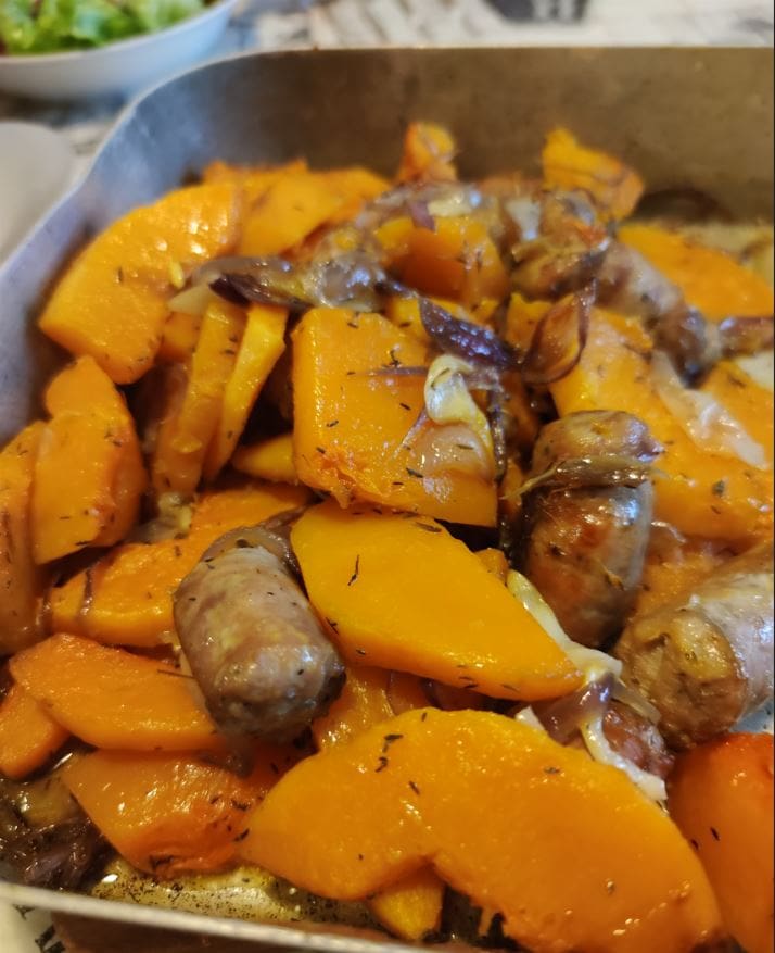photo de Potiron aux oignons et à la saucisse