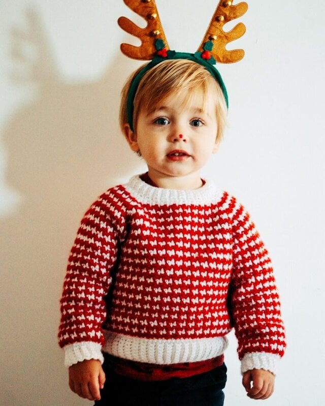 Crochet Houndstooth Baby Sweater