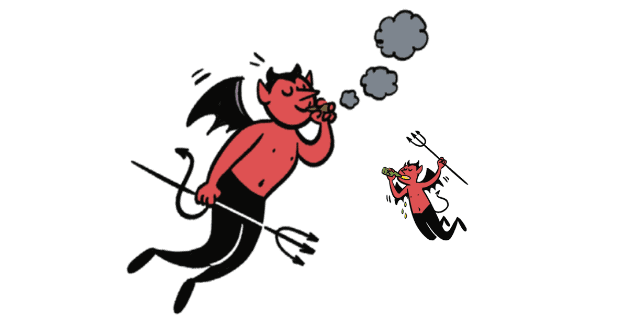 Does it pay to invest in vices? We take a look at MindGeek stocks. | An illustration of a devil smoking