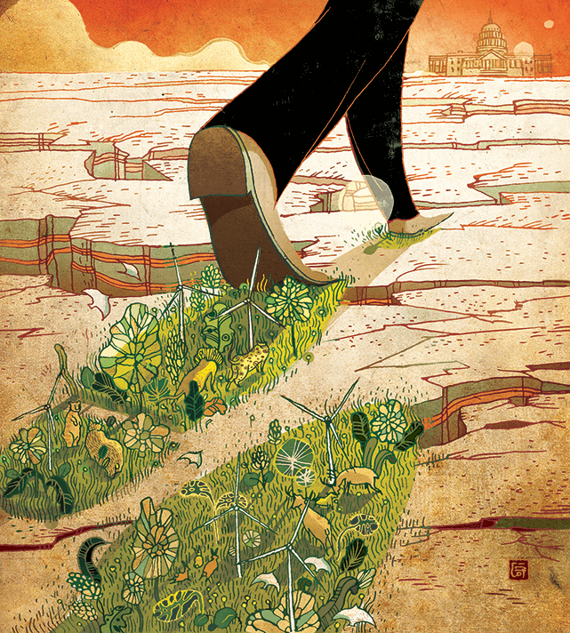 green footprint Illustration by Victor Ngai