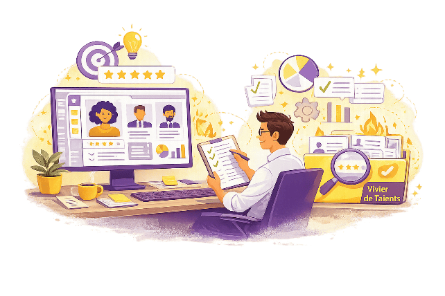 Recruteur analysant un vivier de talents dans un logiciel de recrutement ATS