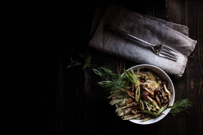 caramelized fennel, herbed polenta