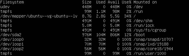 Enlarge the LVM partition, filesystem view after finishing 