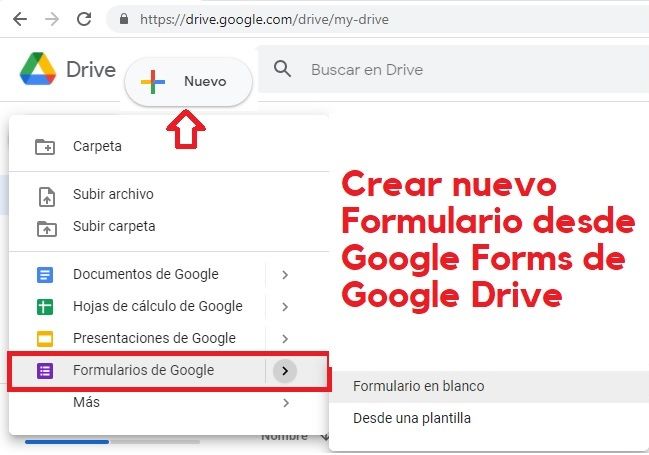 Crear un nuevo Formulario de Google desde Google Drive